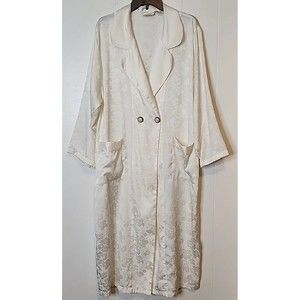 Vintage Victoria Secret Gold Label Cream Satin Robe Size L